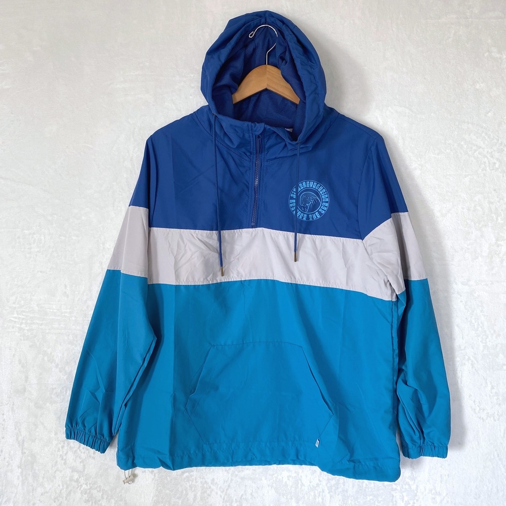 SISSTREVOLUTION‎ Pacific Paradise Colorblock Hooded Windbreaker Jacket Blue L